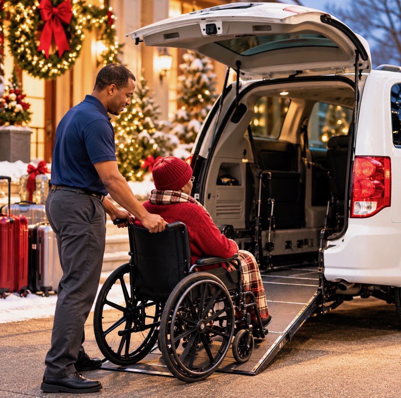 FedNor van ready to take a passenger to a holiday family gathering